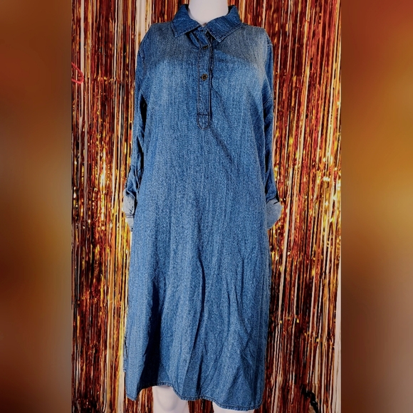 leshop Dresses & Skirts - Leshop Large Denim Button-Down Dress